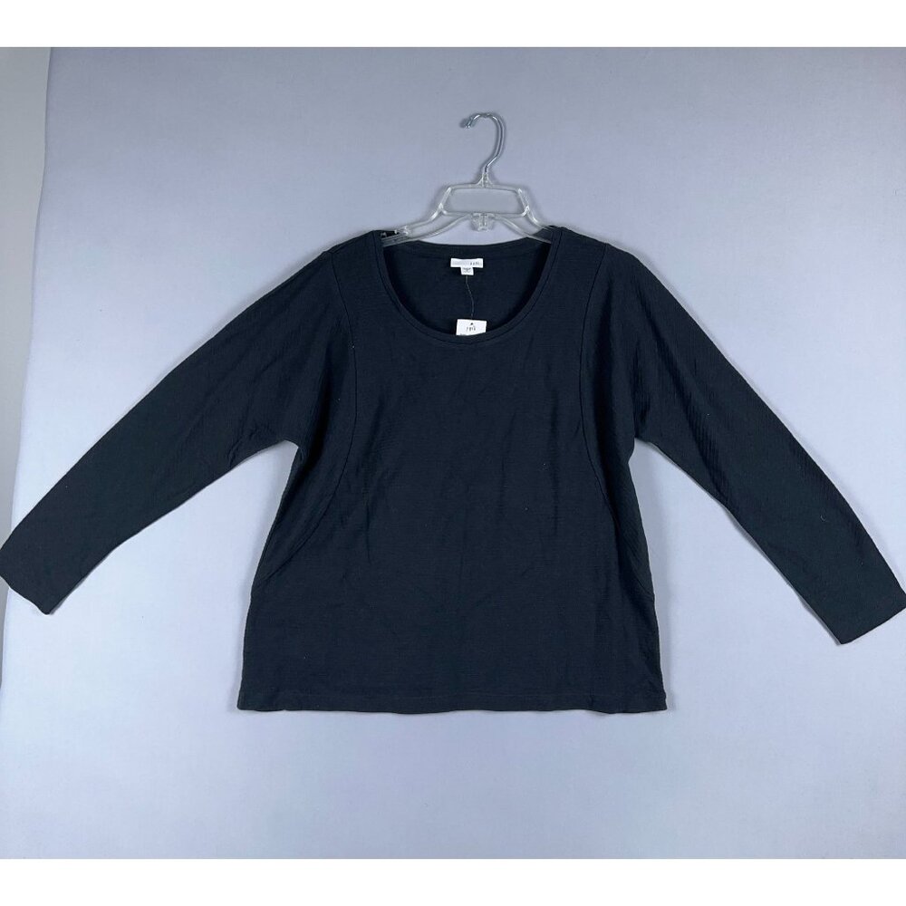 J Jill Tee Shirt Womens Size Medium Petites Long Sleeves Stretch Black